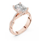 Emerald Cut Hidden Halo 2.37 CT Twisted Infinity Pave Engagement Ring in 10K White Gold