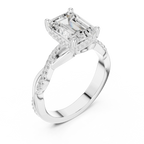 Emerald Cut Hidden Halo 2.37 CT Twisted Infinity Pave Engagement Ring in 10K White Gold