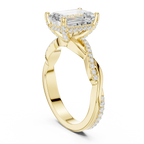 Emerald Cut Hidden Halo 2.37 CT Twisted Infinity Pave Engagement Ring in 10K White Gold