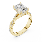 Emerald Cut Hidden Halo 2.37 CT Twisted Infinity Pave Engagement Ring in 10K White Gold