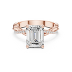 Emerald Cut Hidden Halo 2.37 CT Twisted Infinity Pave Engagement Ring in 10K White Gold