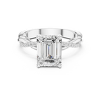 Emerald Cut Hidden Halo 2.37 CT Twisted Infinity Pave Engagement Ring in 10K White Gold