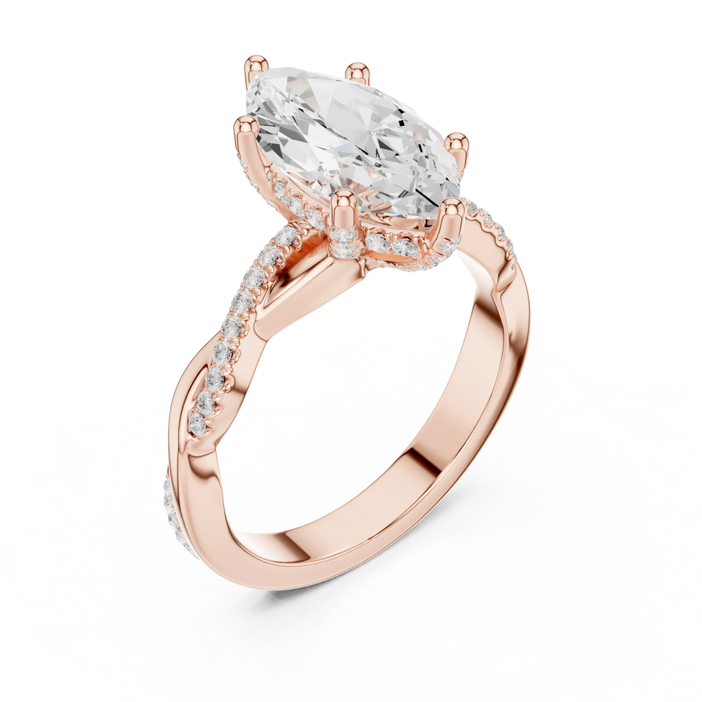 Marquise Cut Hidden Halo 2.37 CT Twisted Infinity Pave Engagement Ring in 10K White Gold