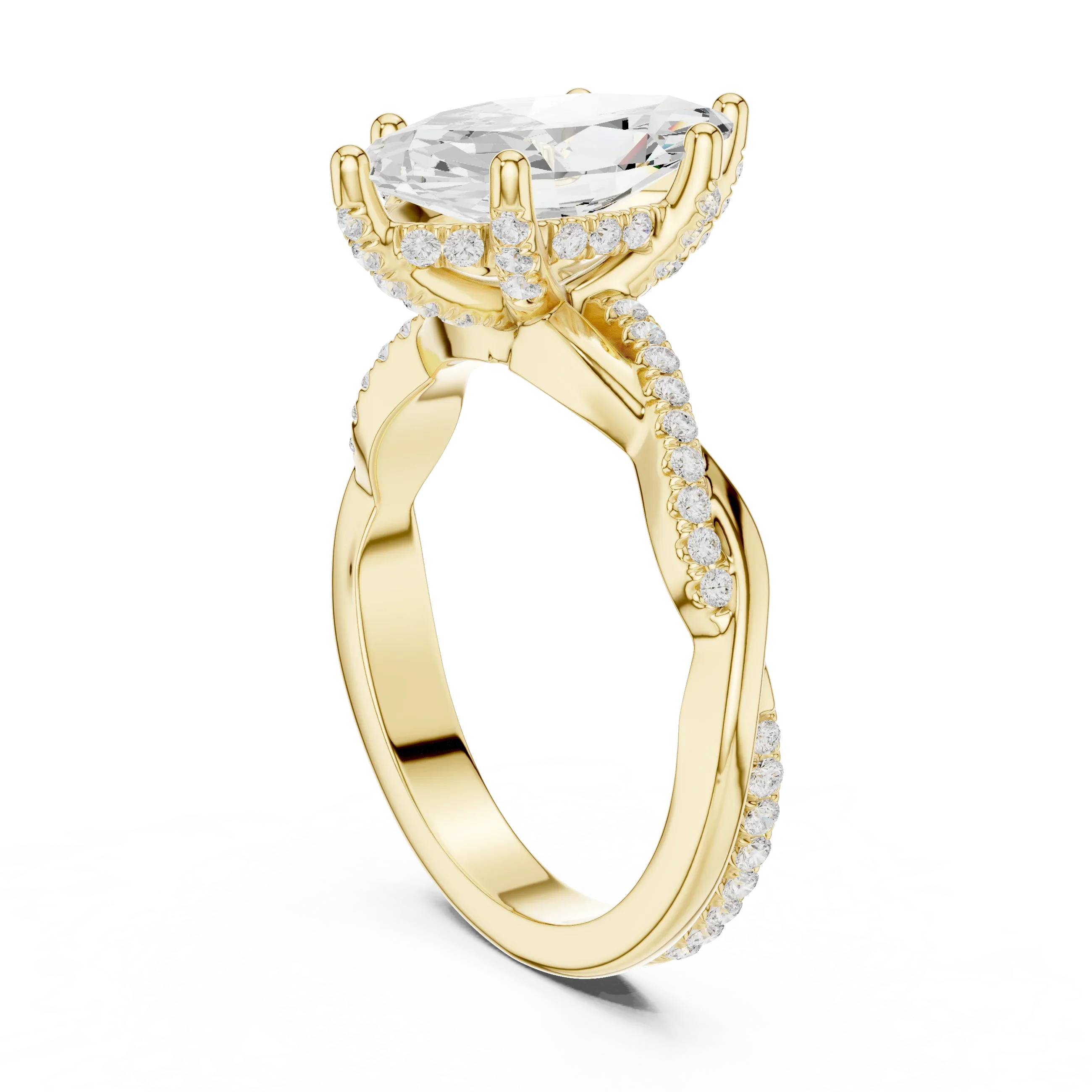Marquise Cut Hidden Halo 2.37 CT Twisted Infinity Pave Engagement Ring in 10K White Gold