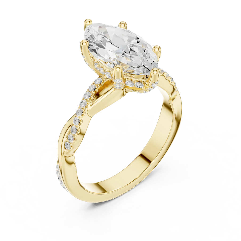 Marquise Cut Hidden Halo 2.37 CT Twisted Infinity Pave Engagement Ring in 10K White Gold