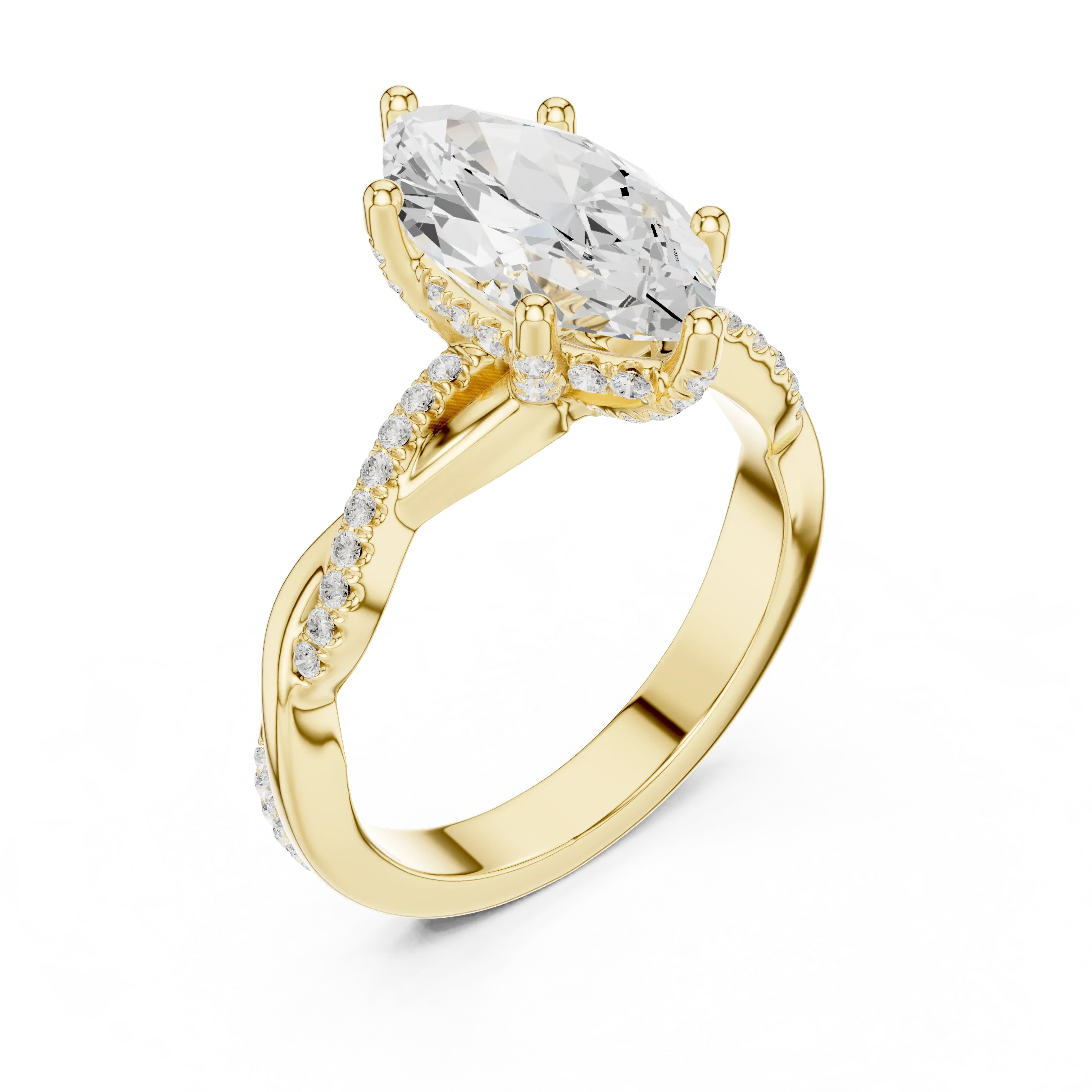 Marquise Cut Hidden Halo 2.37 CT Twisted Infinity Pave Engagement Ring in 10K White Gold