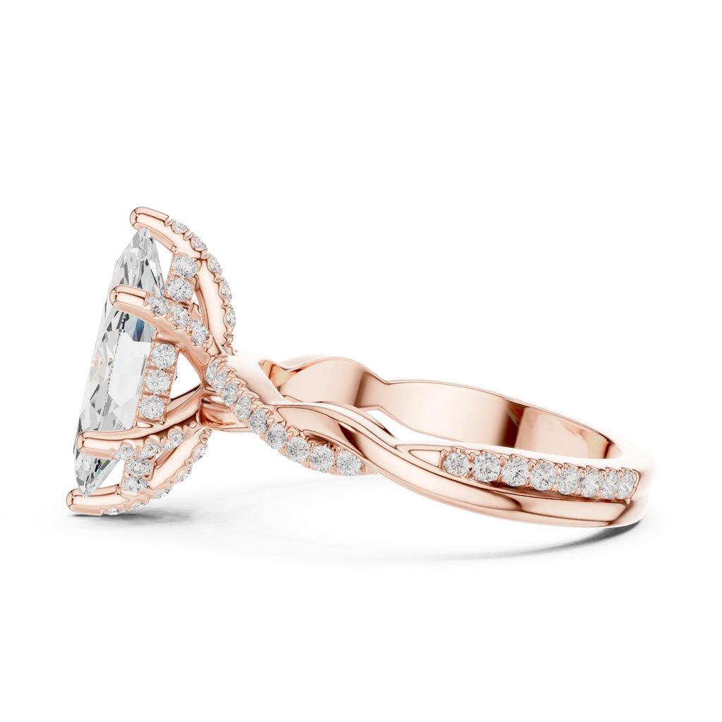 Marquise Cut Hidden Halo 2.37 CT Twisted Infinity Pave Engagement Ring in 10K White Gold