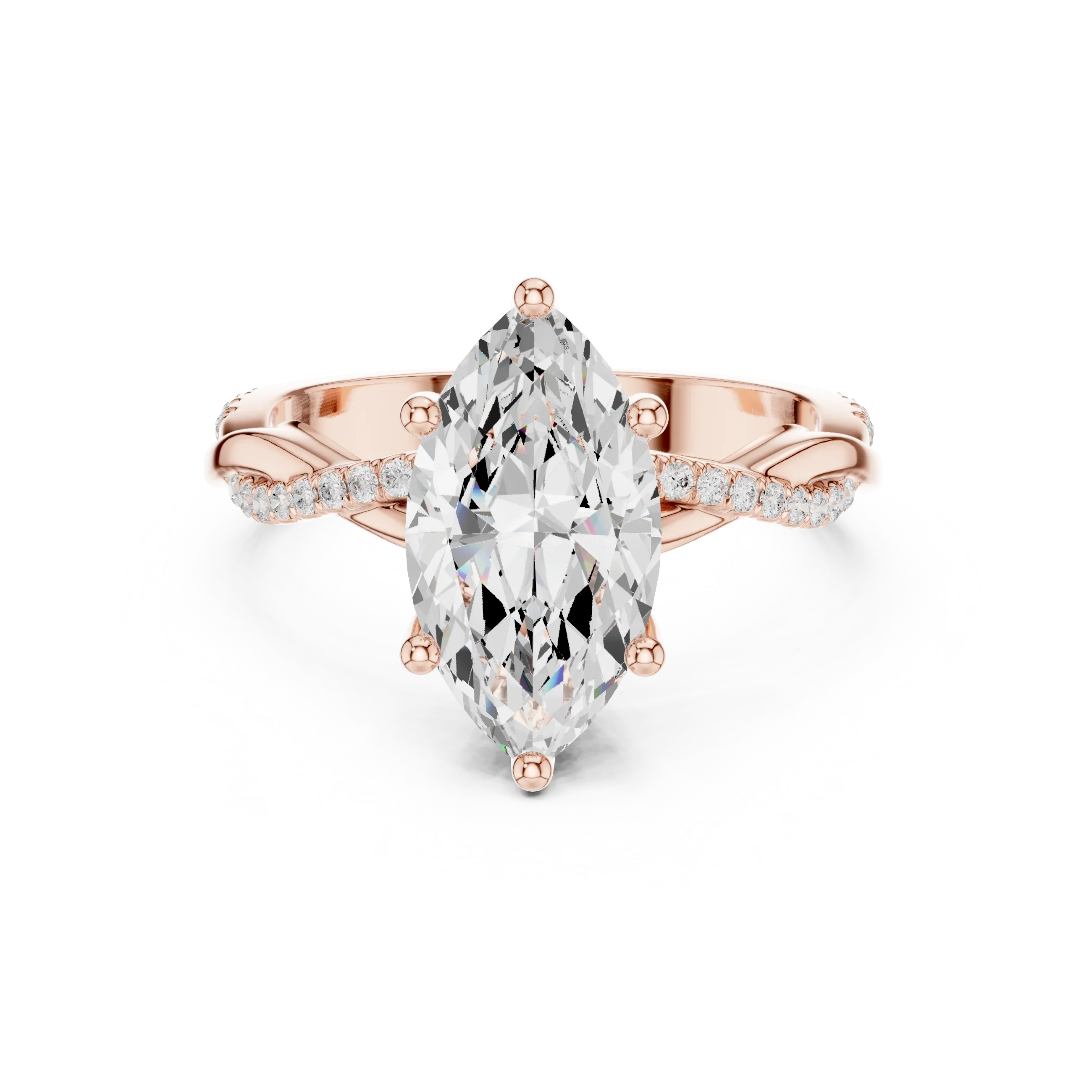 Marquise Cut Hidden Halo 2.37 CT Twisted Infinity Pave Engagement Ring in 10K White Gold