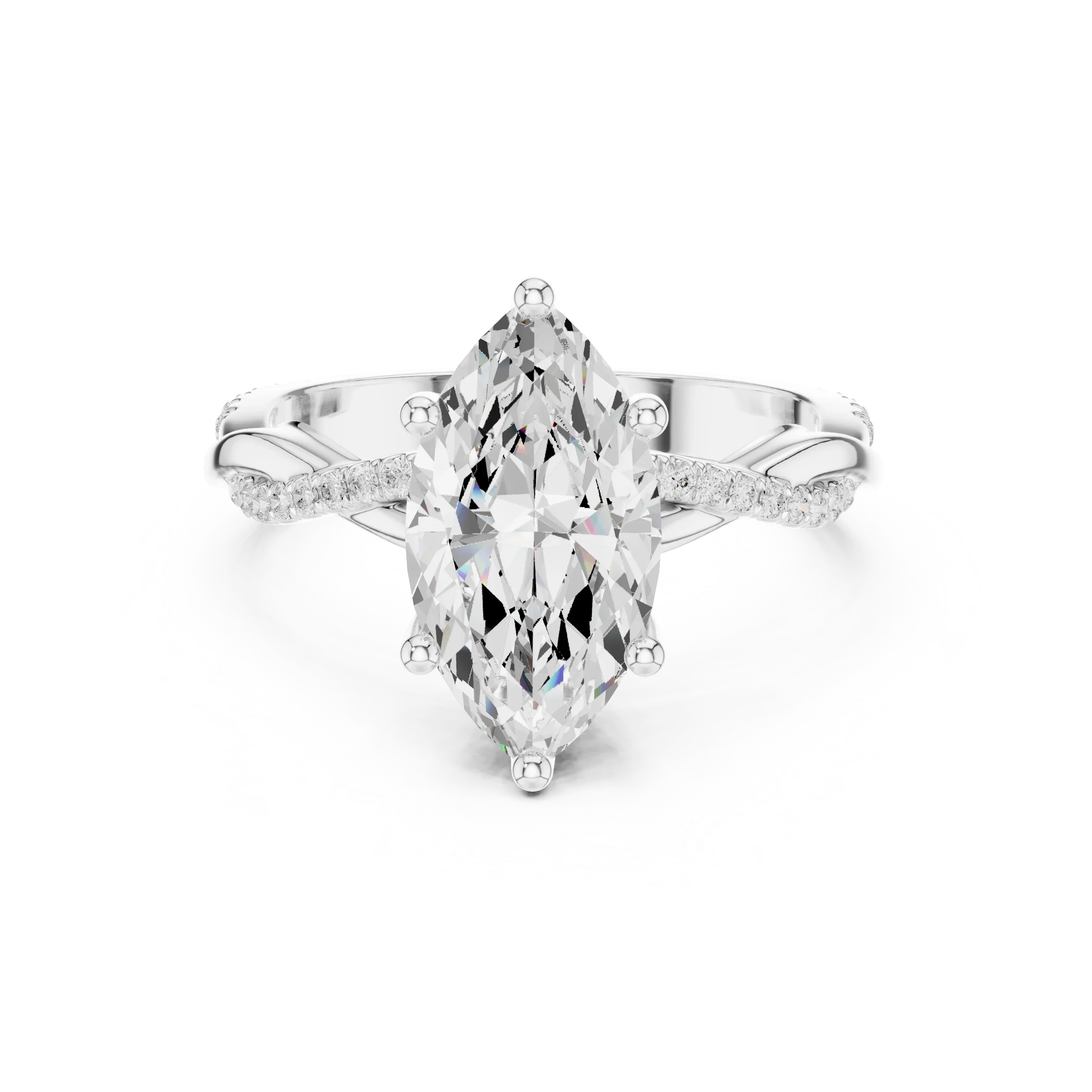 Marquise Cut Hidden Halo 2.37 CT Twisted Infinity Pave Engagement Ring in 10K White Gold