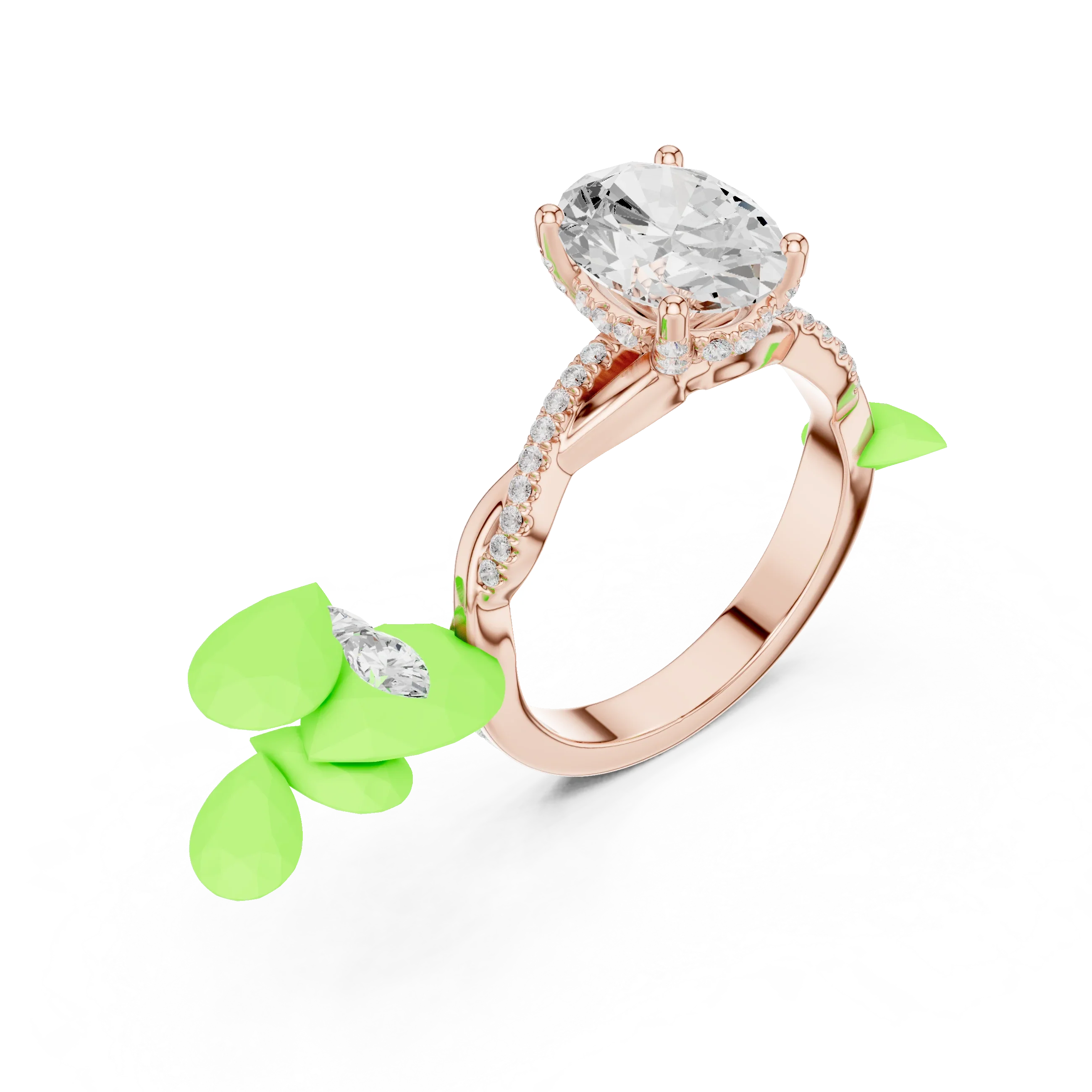 Oval Cut Hidden Halo 2.37 CT Twisted Infinity Pave Engagement Ring in 10K White Gold