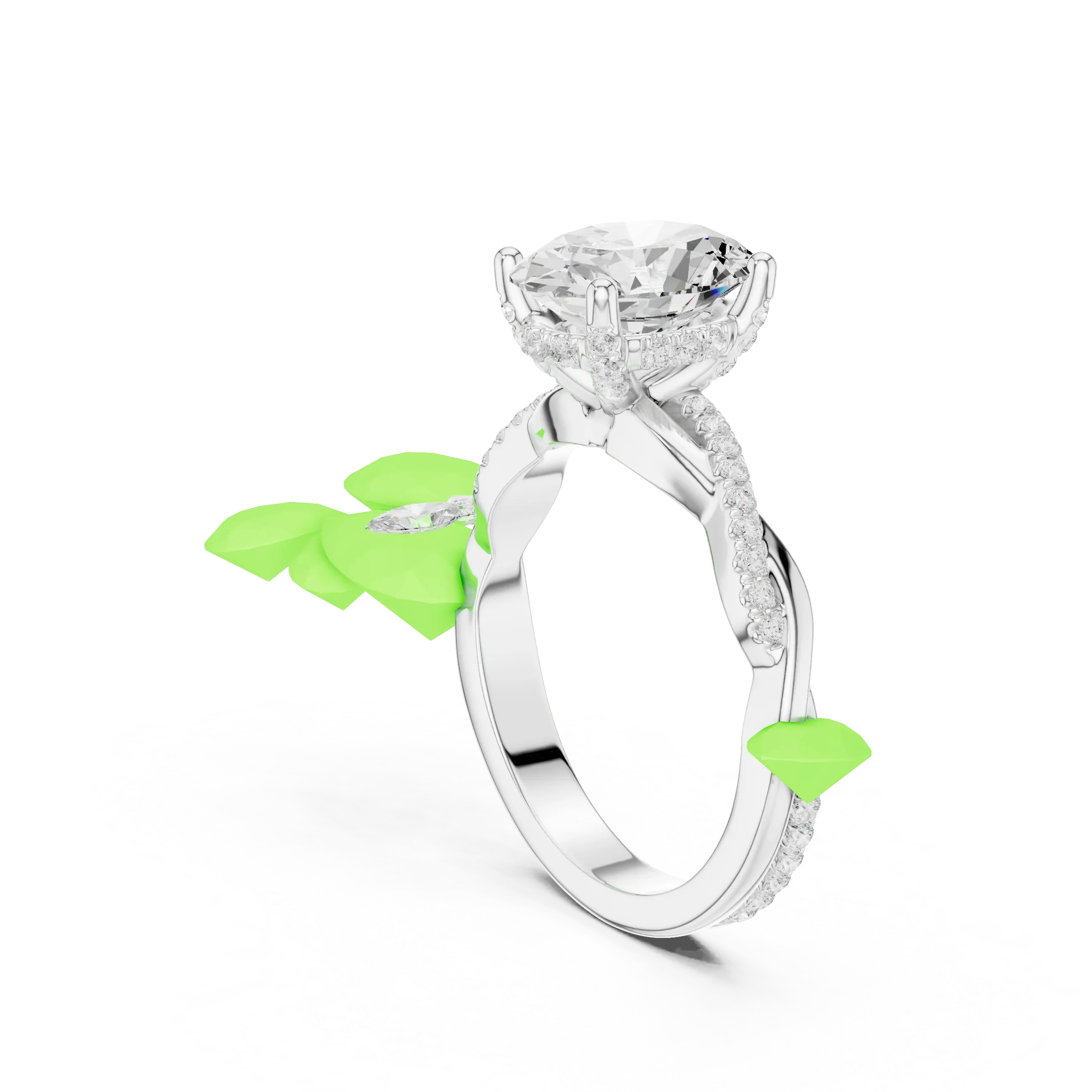 Oval Cut Hidden Halo 2.37 CT Twisted Infinity Pave Engagement Ring in 10K White Gold
