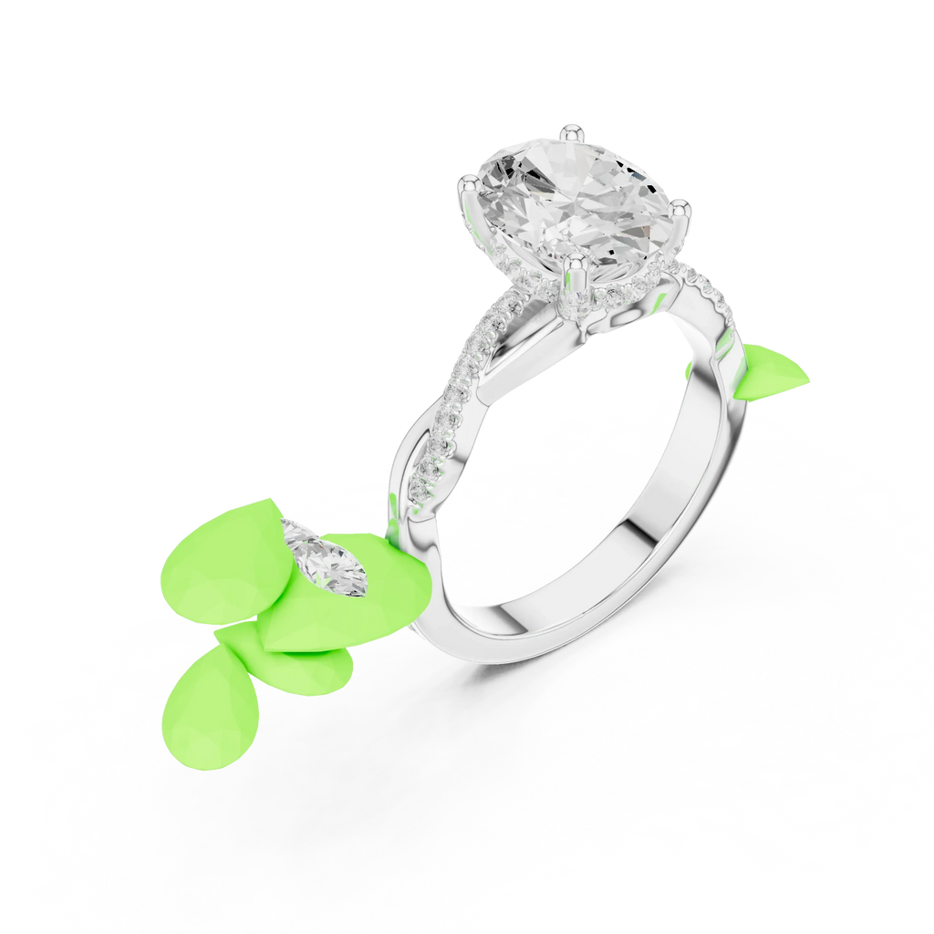 Oval Cut Hidden Halo 2.37 CT Twisted Infinity Pave Engagement Ring in 10K White Gold