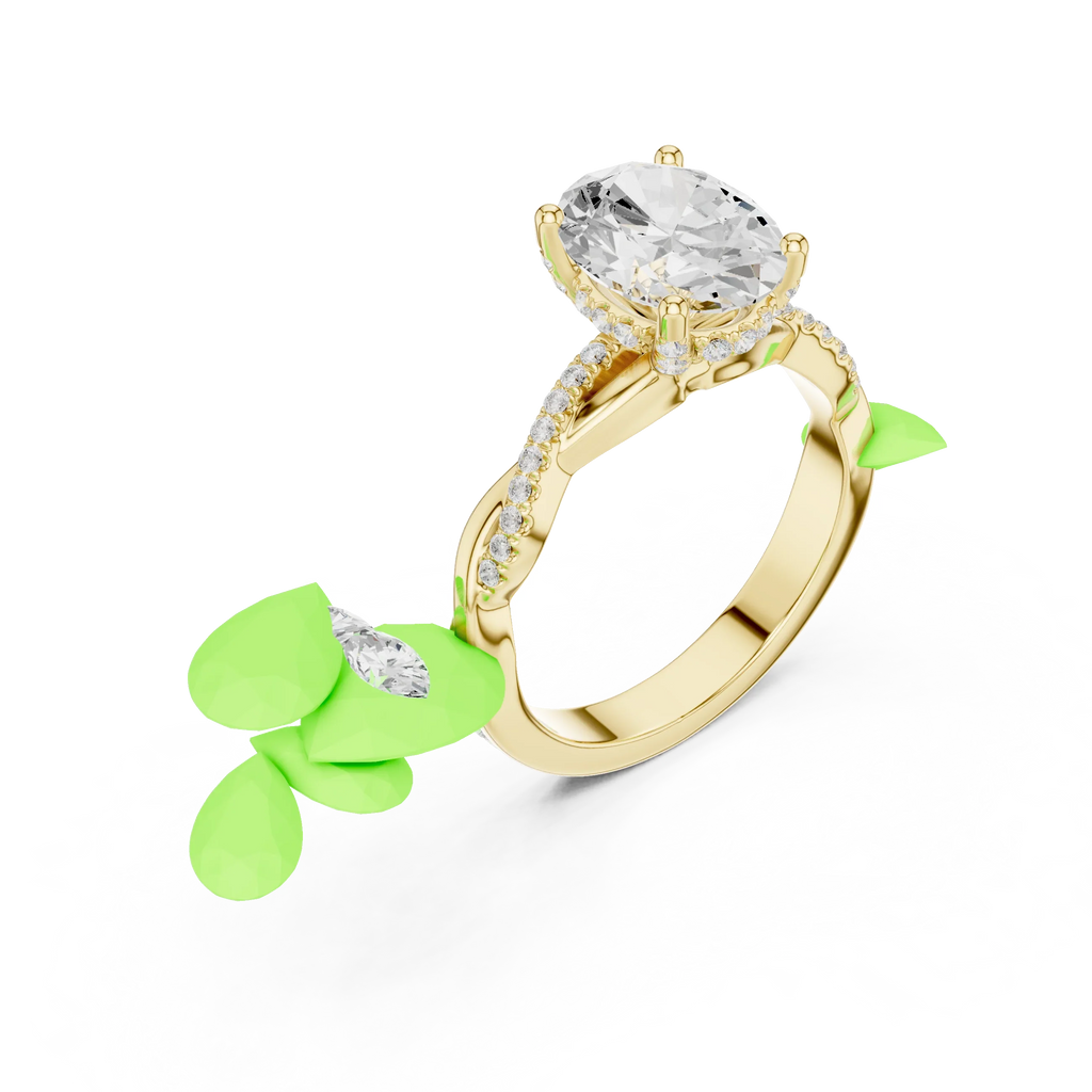 Oval Cut Hidden Halo 2.37 CT Twisted Infinity Pave Engagement Ring in 10K White Gold