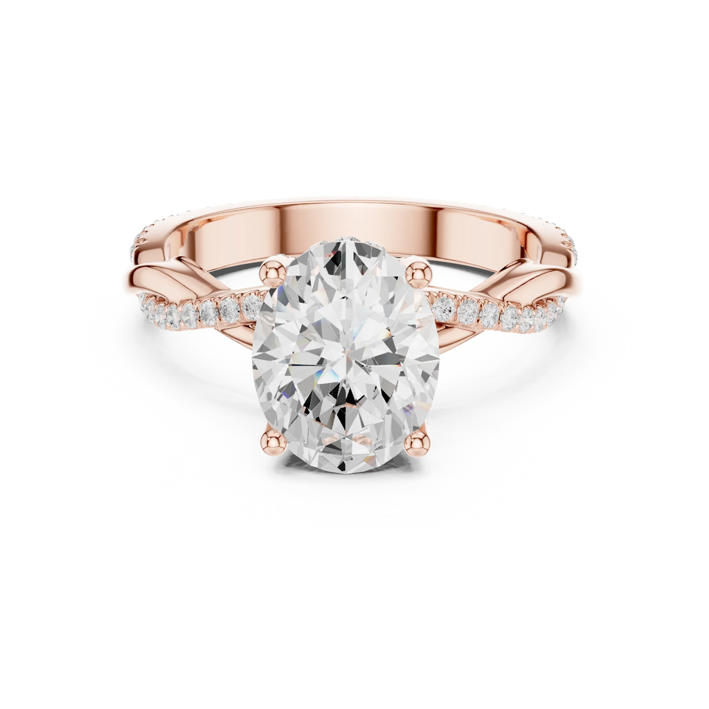 Oval Cut Hidden Halo 2.37 CT Twisted Infinity Pave Engagement Ring in 10K White Gold