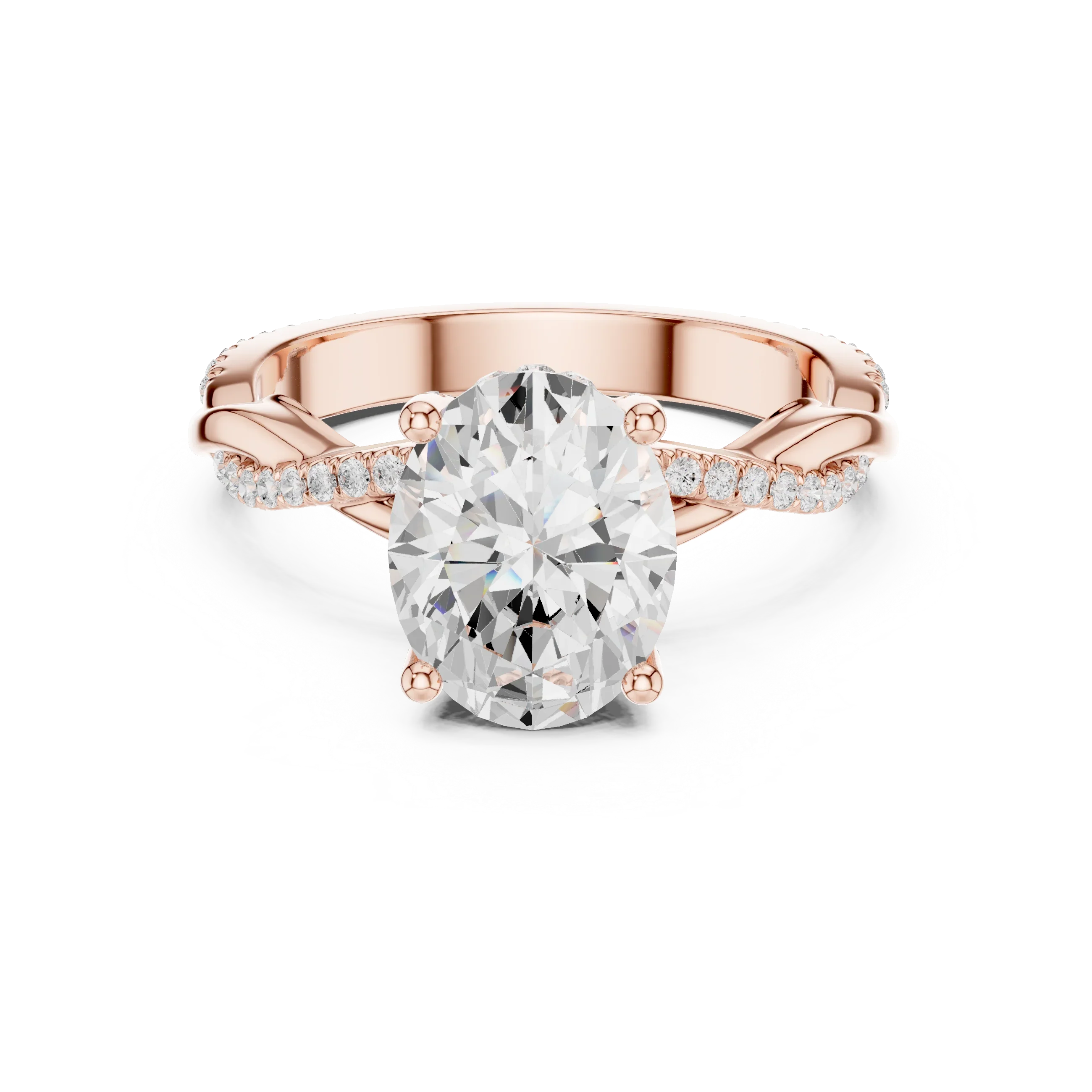 Oval Cut Hidden Halo 2.37 CT Twisted Infinity Pave Engagement Ring in 10K White Gold