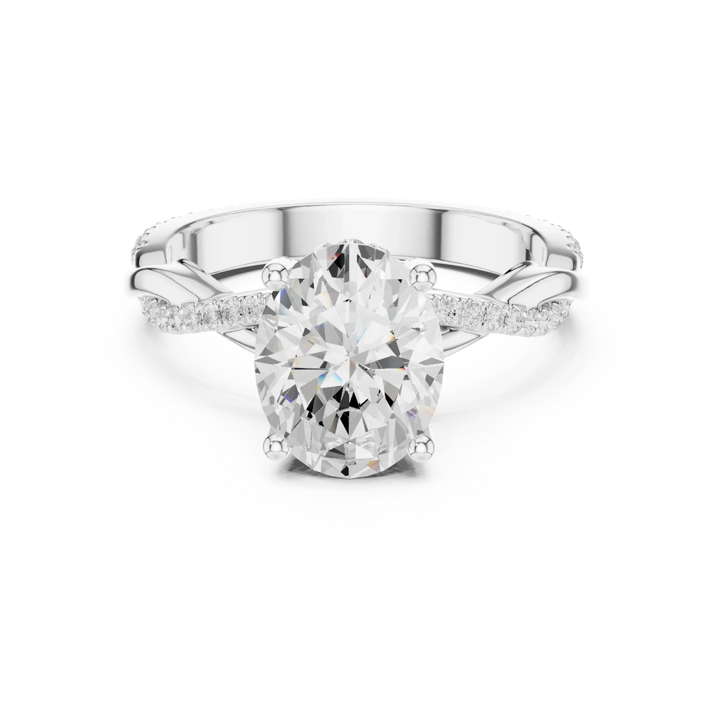 Oval Cut Hidden Halo 2.37 CT Twisted Infinity Pave Engagement Ring in 10K White Gold