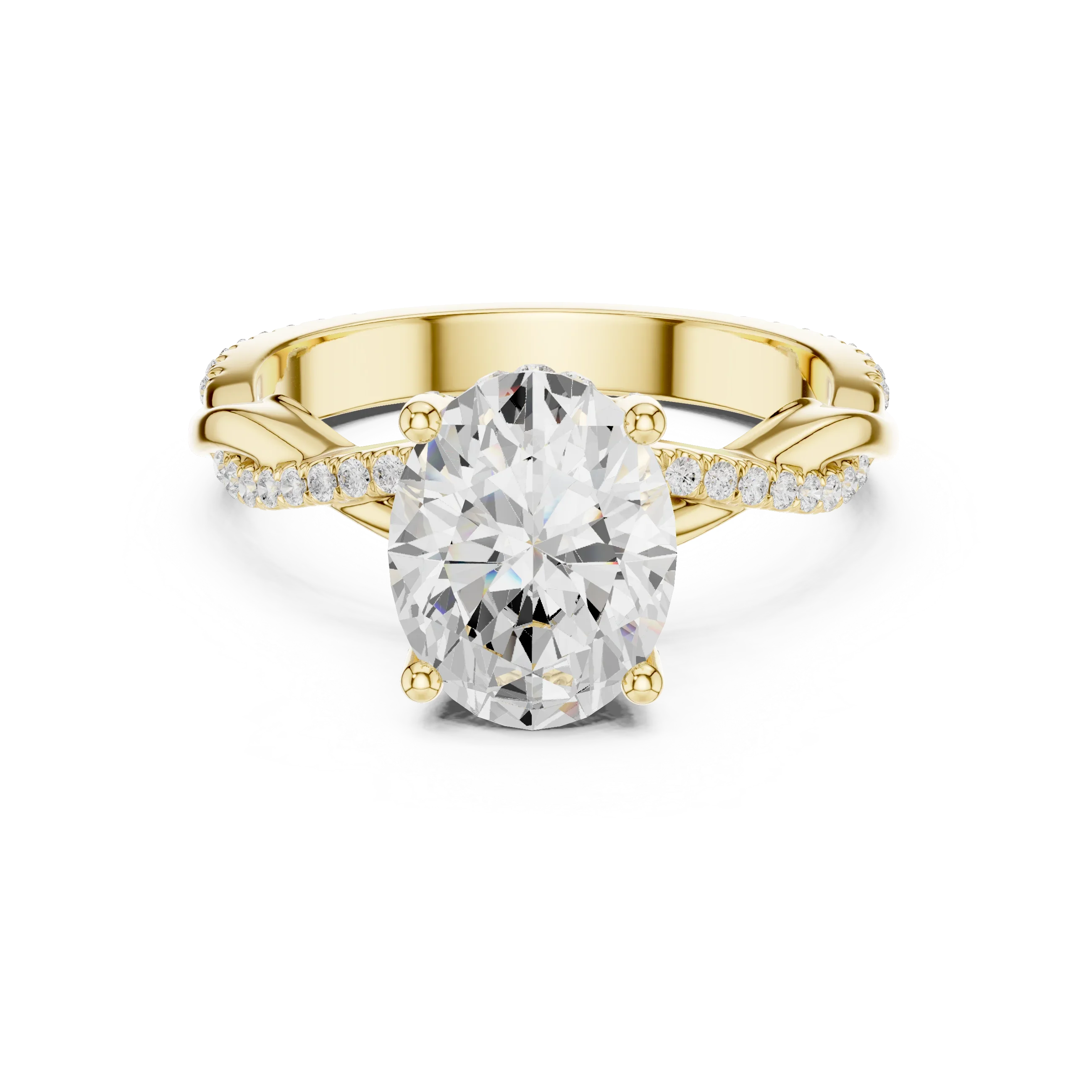 Oval Cut Hidden Halo 2.37 CT Twisted Infinity Pave Engagement Ring in 10K White Gold