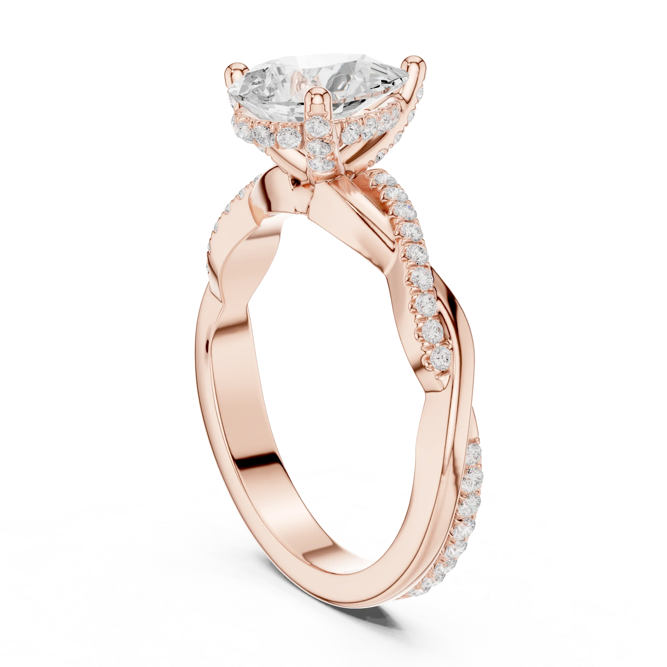 Pear Cut Hidden Halo 2.37 CT Twisted Infinity Pave Engagement Ring in 10K White Gold