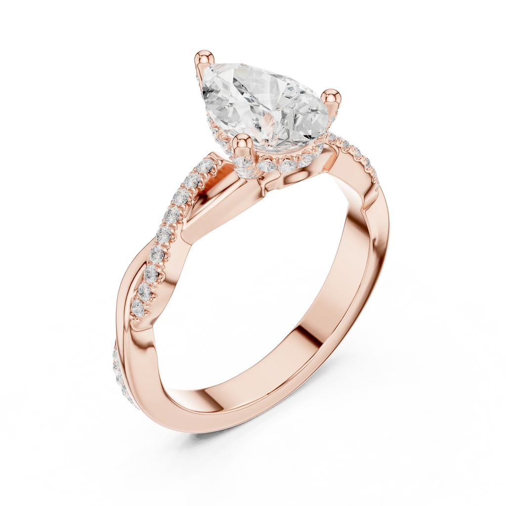 Pear Cut Hidden Halo 2.37 CT Twisted Infinity Pave Engagement Ring in 10K White Gold