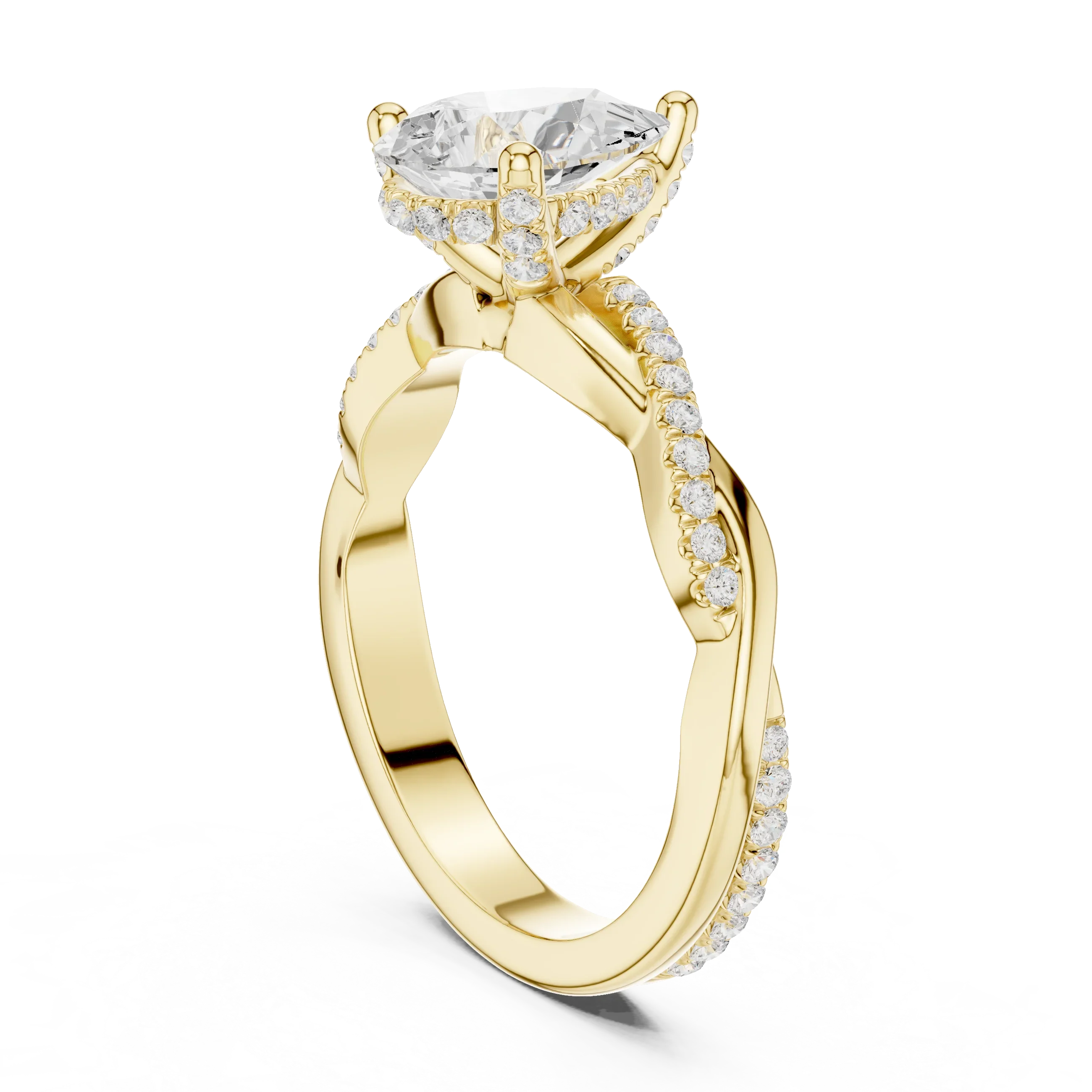 Pear Cut Hidden Halo 2.37 CT Twisted Infinity Pave Engagement Ring in 10K White Gold