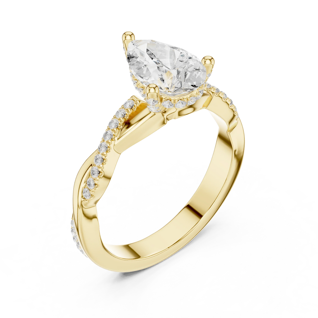 Pear Cut Hidden Halo 2.37 CT Twisted Infinity Pave Engagement Ring in 10K White Gold