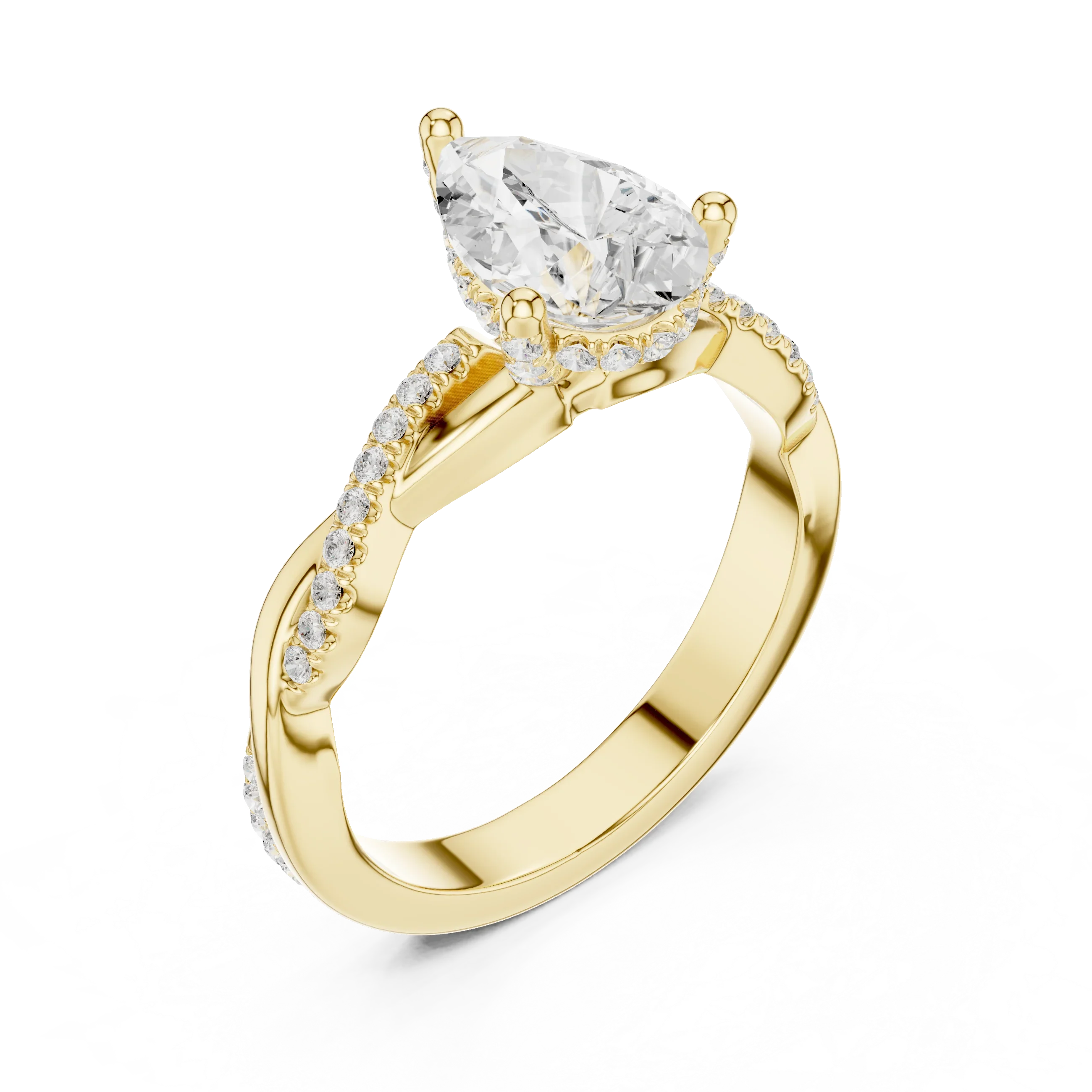 Pear Cut Hidden Halo 2.37 CT Twisted Infinity Pave Engagement Ring in 10K White Gold