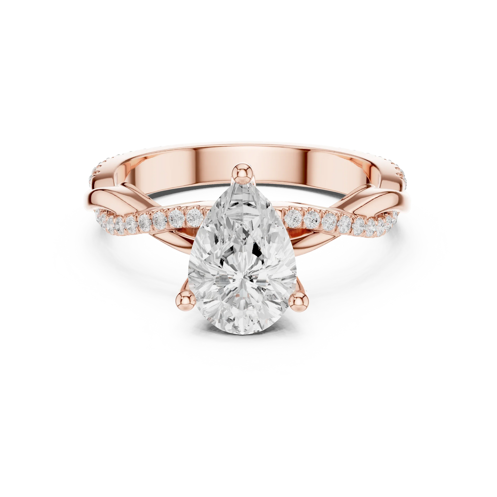 Pear Cut Hidden Halo 2.37 CT Twisted Infinity Pave Engagement Ring in 10K White Gold