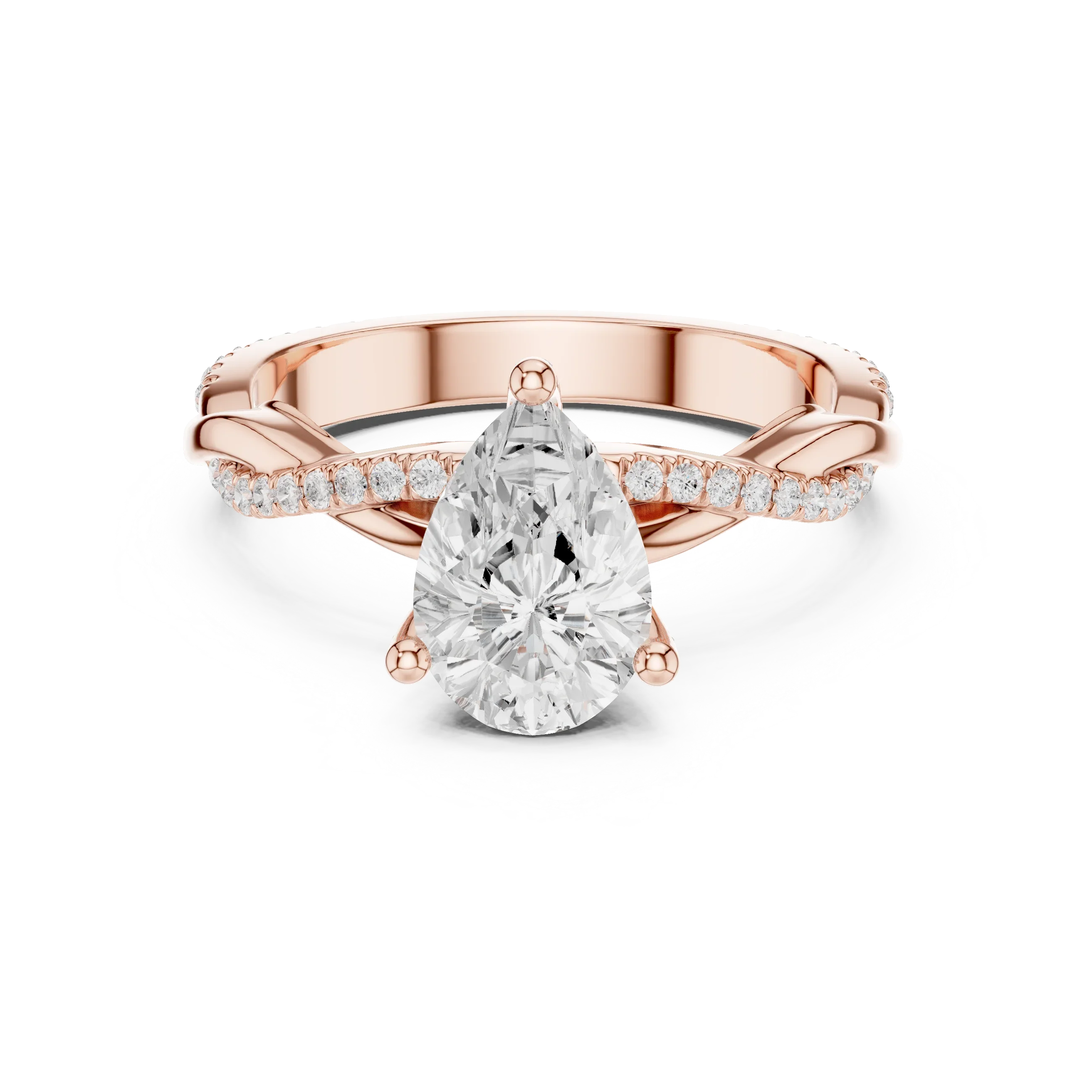 Pear Cut Hidden Halo 2.37 CT Twisted Infinity Pave Engagement Ring in 10K White Gold