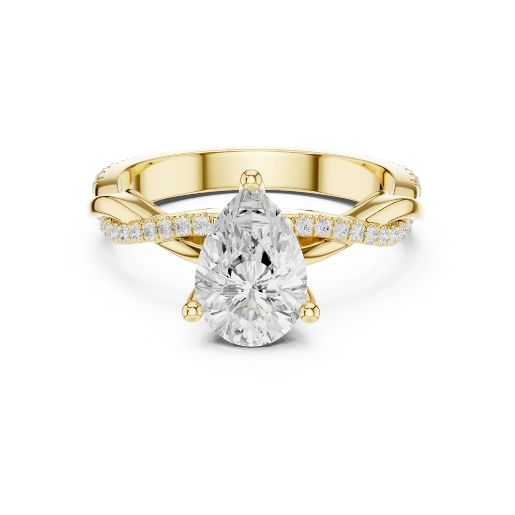Pear Cut Hidden Halo 2.37 CT Twisted Infinity Pave Engagement Ring in 10K White Gold