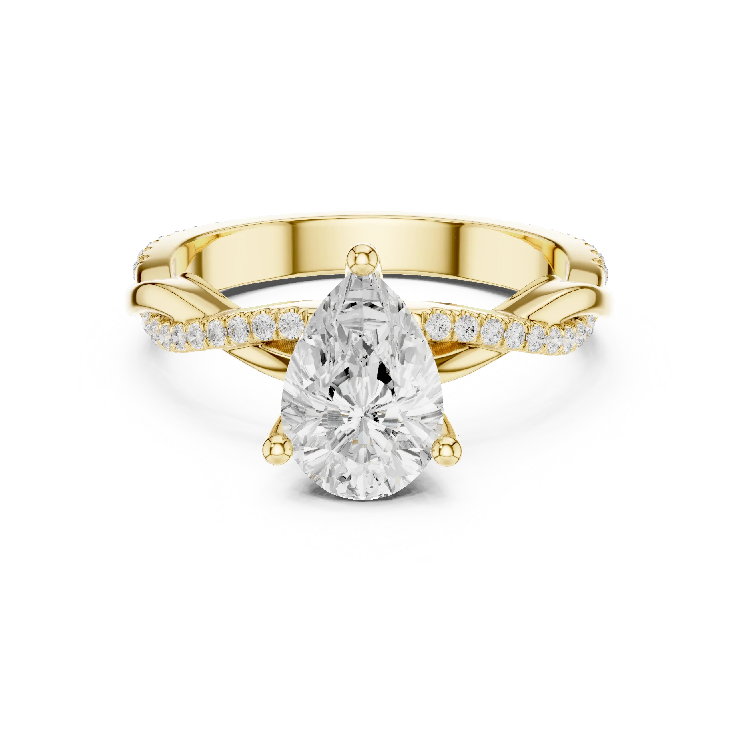Pear Cut Hidden Halo 2.37 CT Twisted Infinity Pave Engagement Ring in 10K White Gold