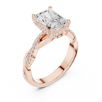 Radiant Cut Hidden Halo 2.37 CT Twisted Infinity Pave Engagement Ring in 10K White Gold