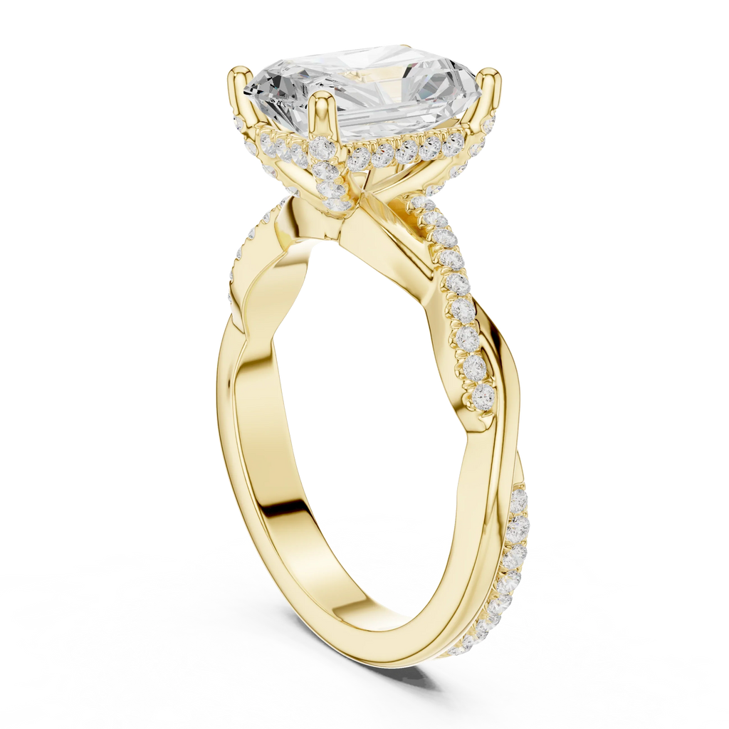 Radiant Cut Hidden Halo 2.37 CT Twisted Infinity Pave Engagement Ring in 10K White Gold
