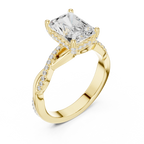 Radiant Cut Hidden Halo 2.37 CT Twisted Infinity Pave Engagement Ring in 10K White Gold