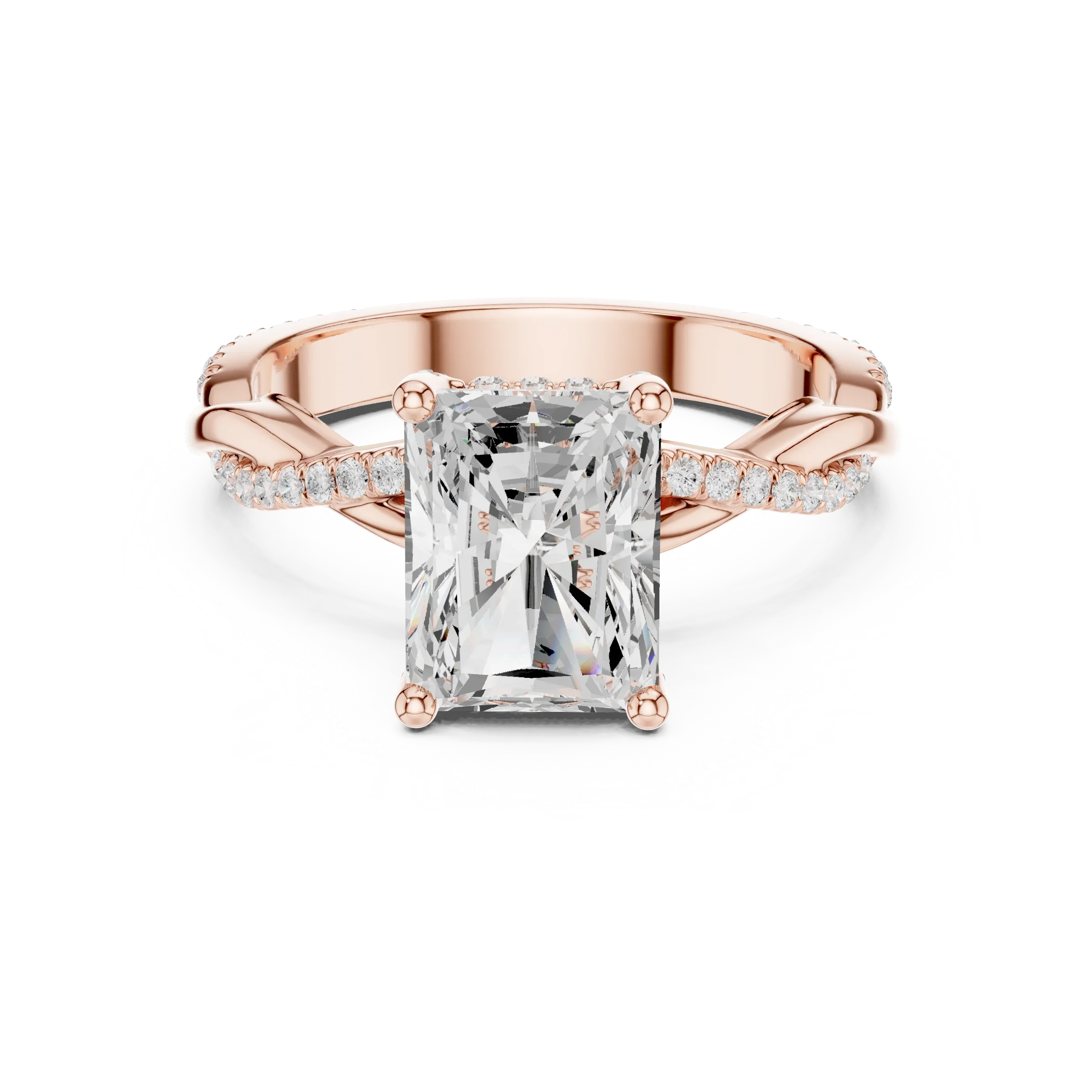 Radiant Cut Hidden Halo 2.37 CT Twisted Infinity Pave Engagement Ring in 10K White Gold