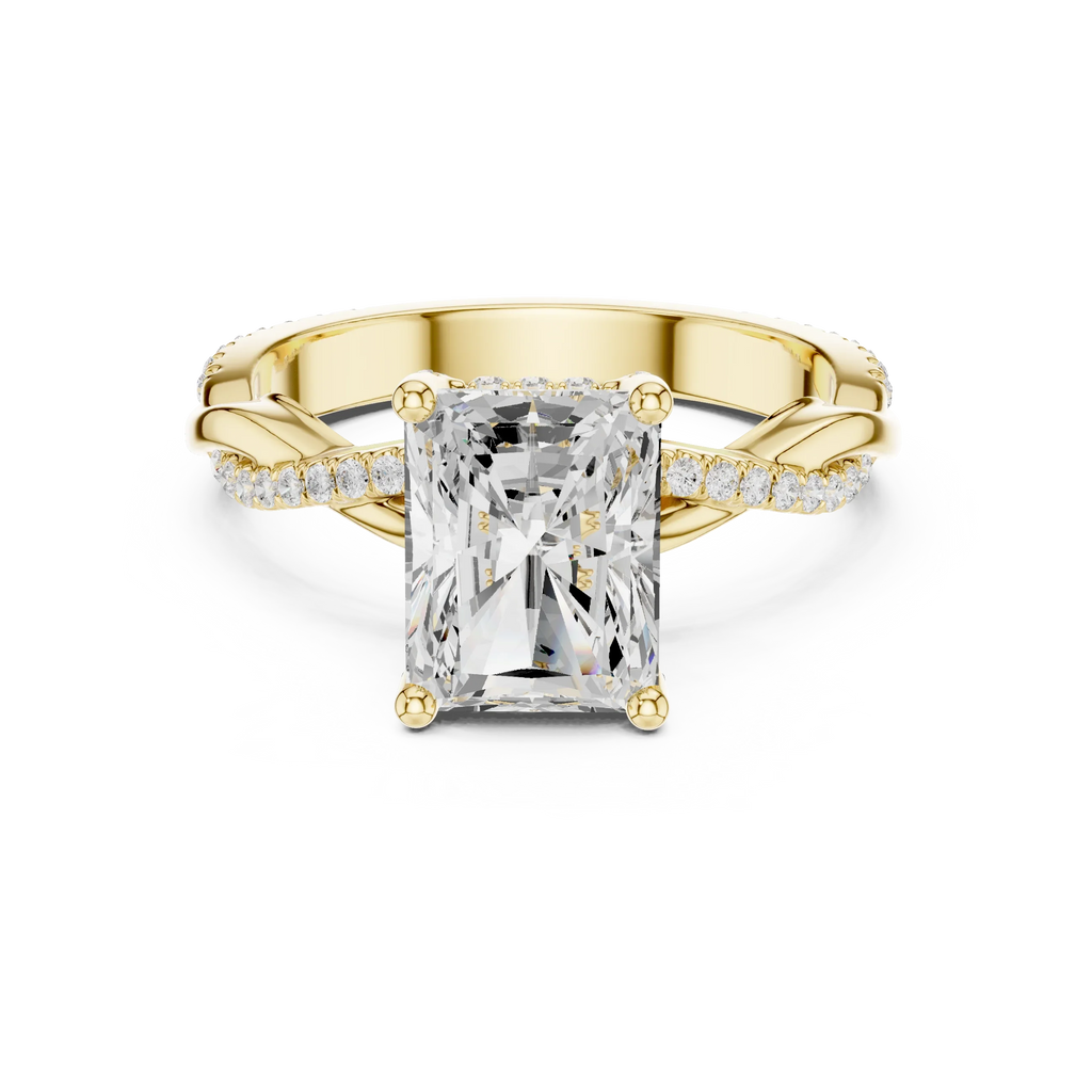 Radiant Cut Hidden Halo 2.37 CT Twisted Infinity Pave Engagement Ring in 10K White Gold