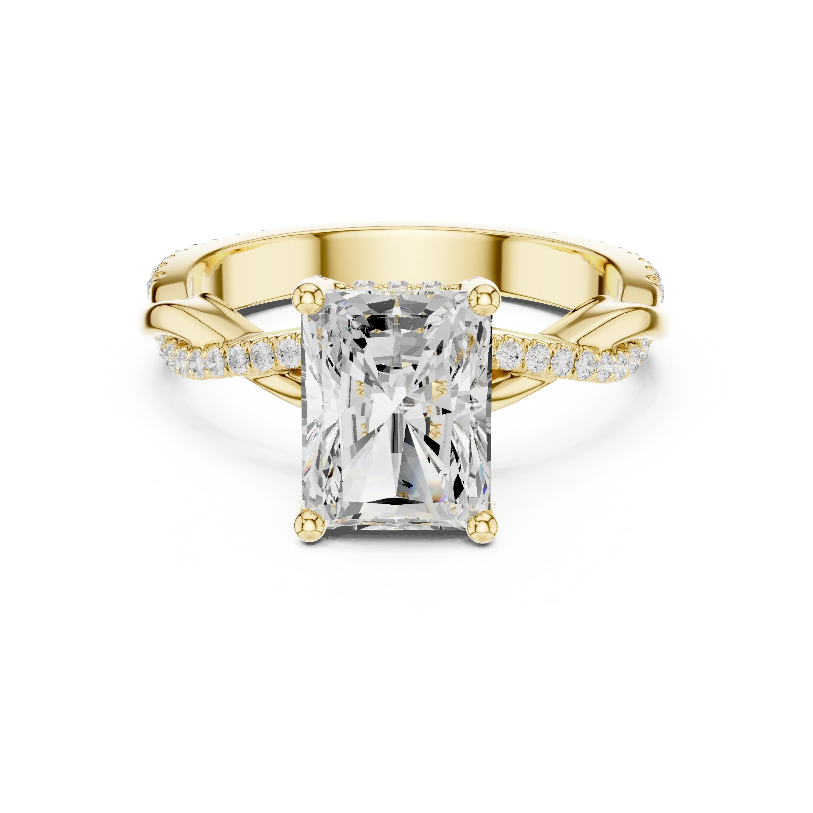 Radiant Cut Hidden Halo 2.37 CT Twisted Infinity Pave Engagement Ring in 10K White Gold