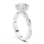 Round Cut Hidden Halo 2.37 CT Twisted Infinity Pave Engagement Ring in 10K White Gold