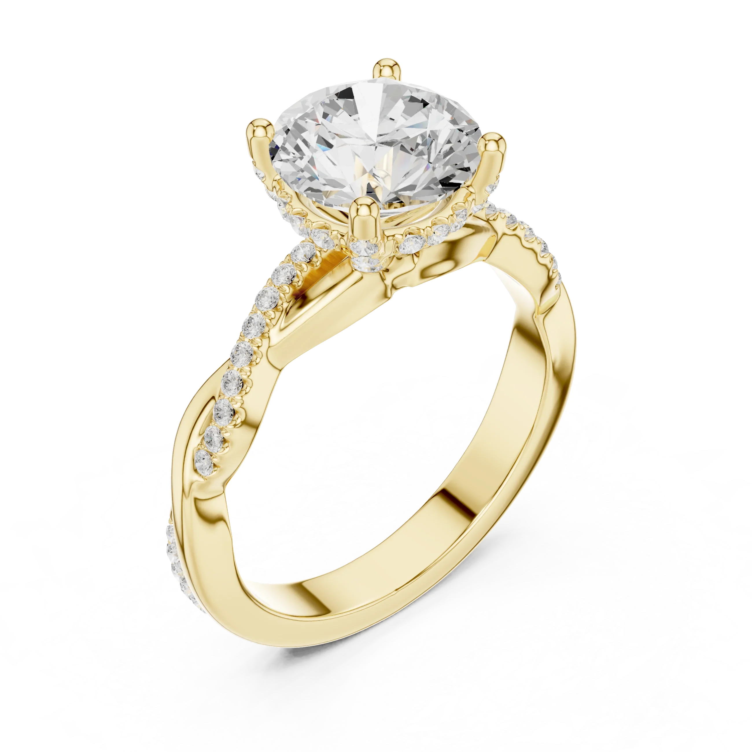 Round Cut Hidden Halo 2.37 CT Twisted Infinity Pave Engagement Ring in 10K White Gold