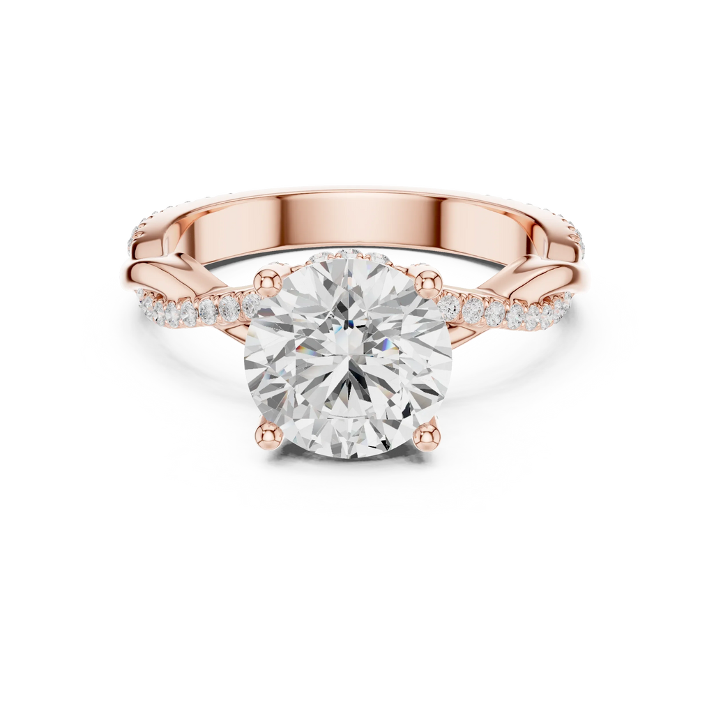 Round Cut Hidden Halo 2.37 CT Twisted Infinity Pave Engagement Ring in 10K White Gold