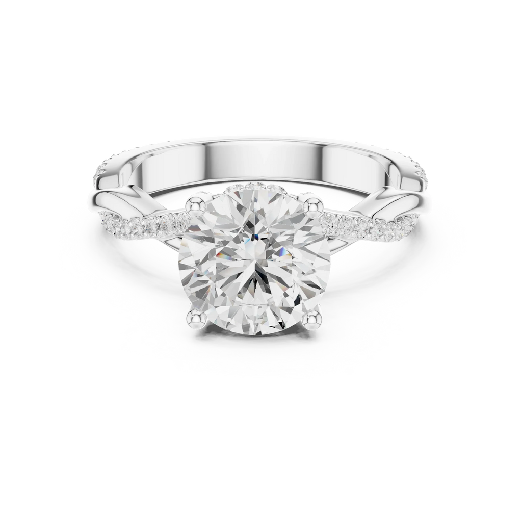 Round Cut Hidden Halo 2.37 CT Twisted Infinity Pave Engagement Ring in 10K White Gold