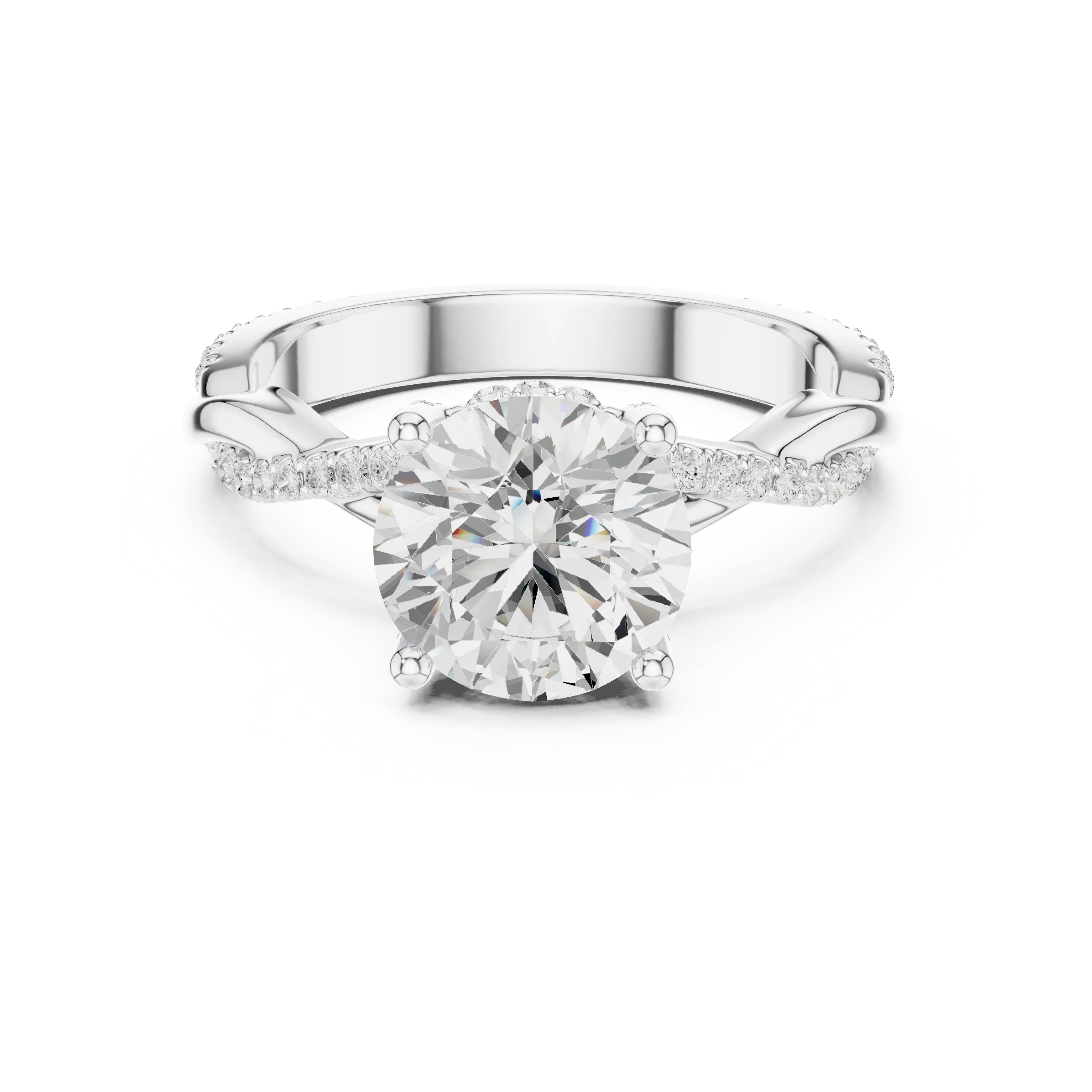 Round Cut Hidden Halo 2.37 CT Twisted Infinity Pave Engagement Ring in 10K White Gold