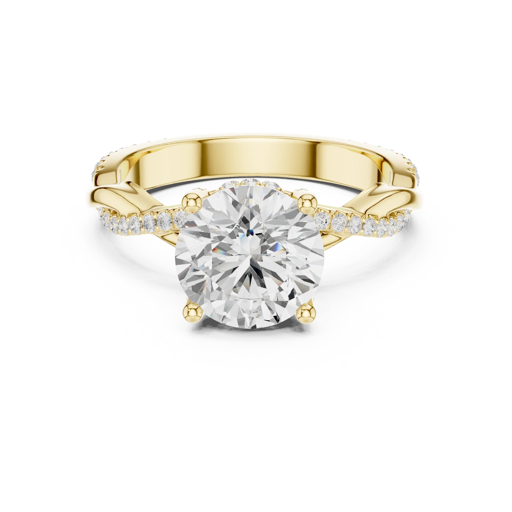 Round Cut Hidden Halo 2.37 CT Twisted Infinity Pave Engagement Ring in 10K White Gold