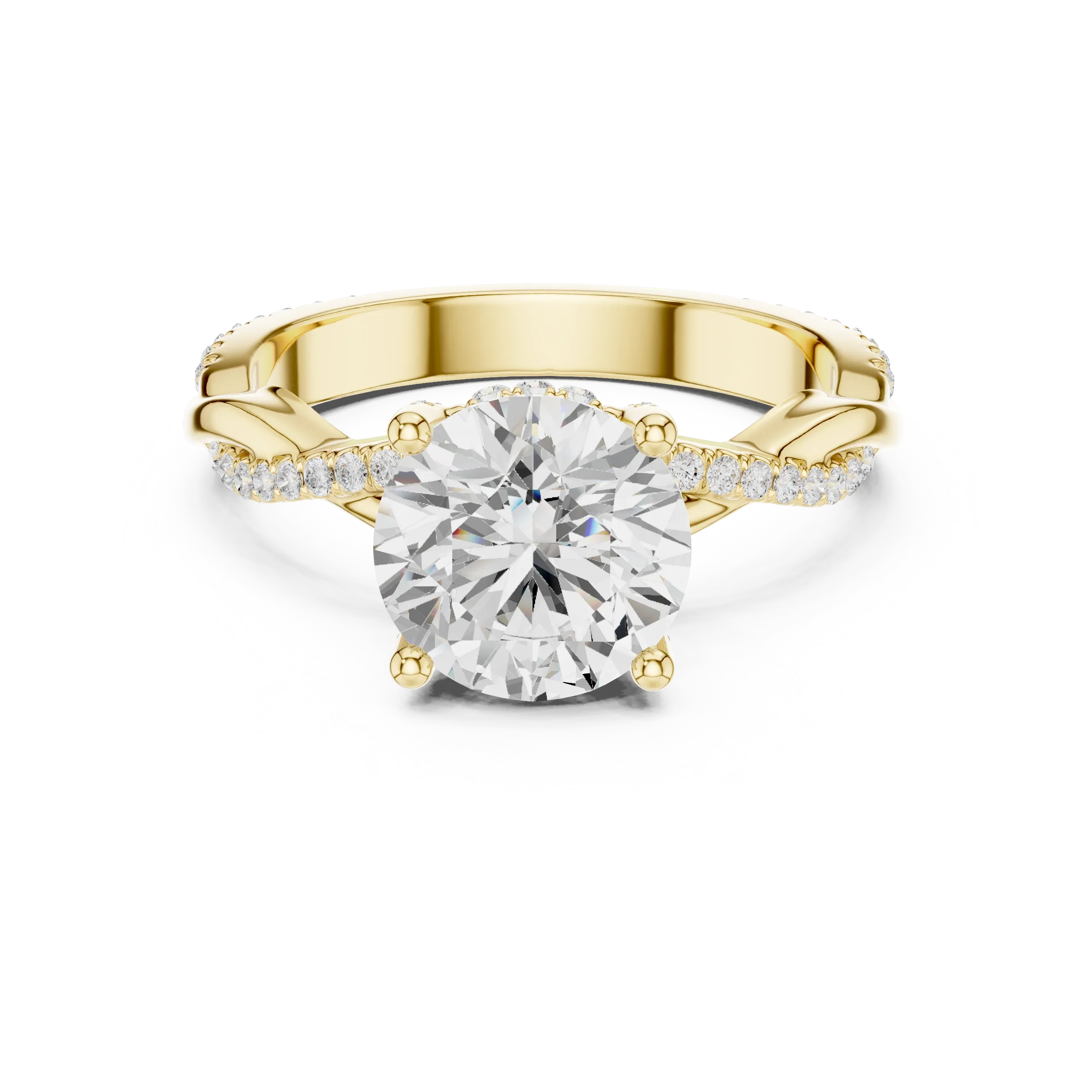Round Cut Hidden Halo 2.37 CT Twisted Infinity Pave Engagement Ring in 10K White Gold