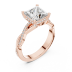Twisted Pave Lab Grown Diamond Princess Wedding Ring - 14K Gold