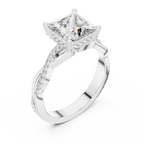 Twisted Pave Lab Grown Diamond Princess Wedding Ring - 14K Gold