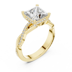Twisted Pave Lab Grown Diamond Princess Wedding Ring - 14K Gold