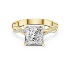 Twisted Pave Lab Grown Diamond Princess Wedding Ring - 14K Gold