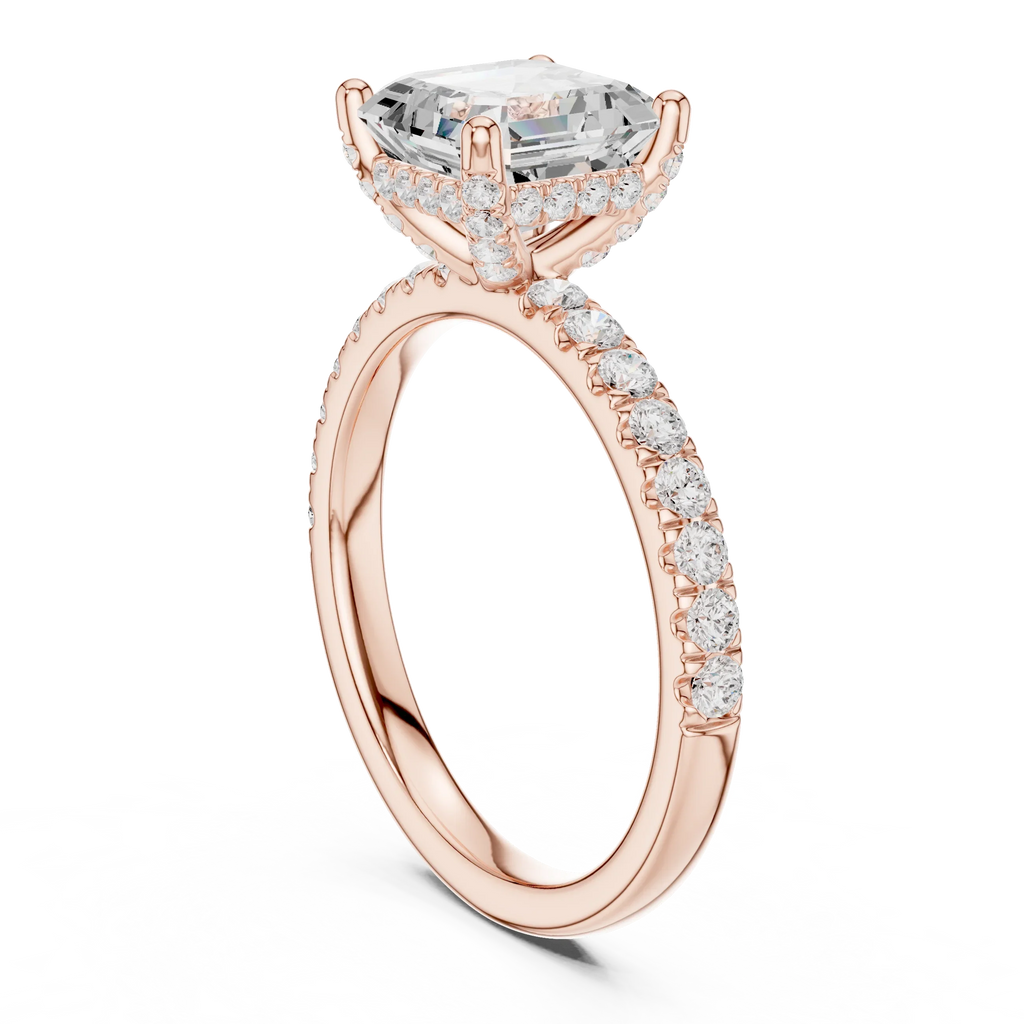 2Ct Asscher Cut Halo Moissanite Ring Elegant Bridal Engagement Ring