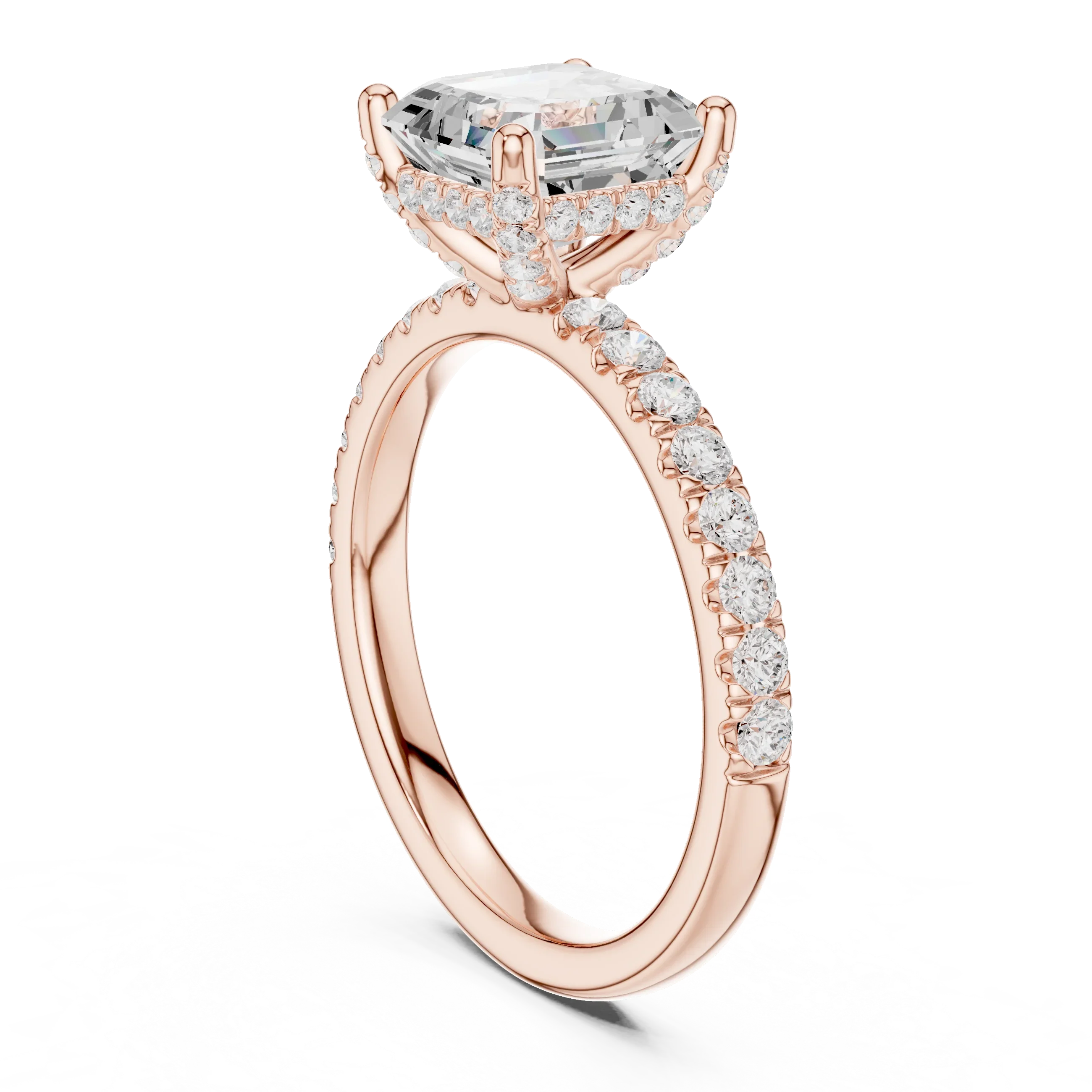 2Ct Asscher Cut Halo Moissanite Ring Elegant Bridal Engagement Ring