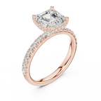 2Ct Asscher Cut Halo Moissanite Ring Elegant Bridal Engagement Ring